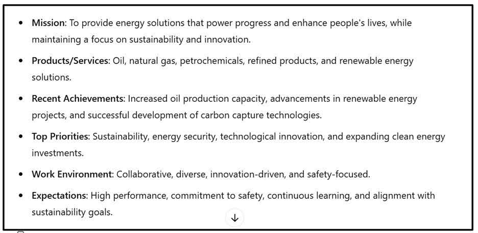 answer for interview question related to company