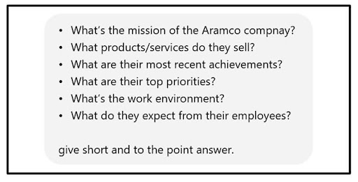 interview questions related to company